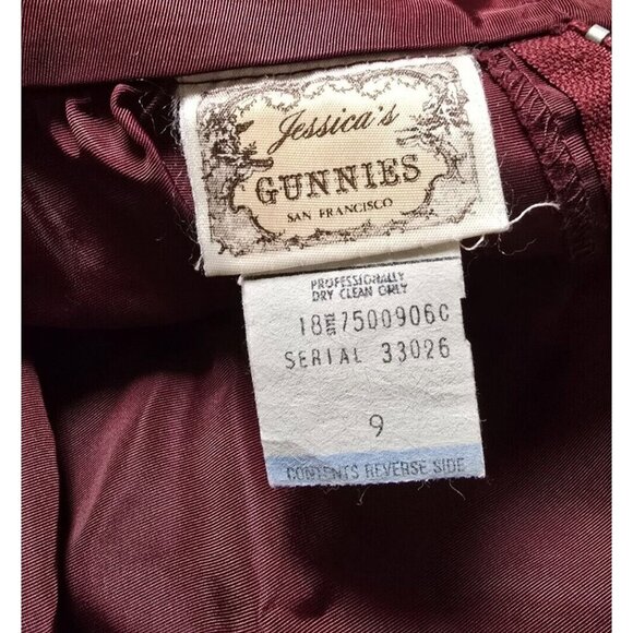 Gunne Sax 70s Vintage Saloon Skirt Maroon Ruffled Size 9 Gunnies - Picture 4 of 10